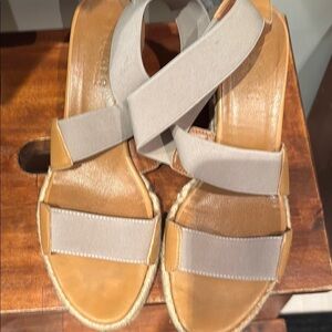 Tan and Gray Espadrille Shoes with Canvas Straps